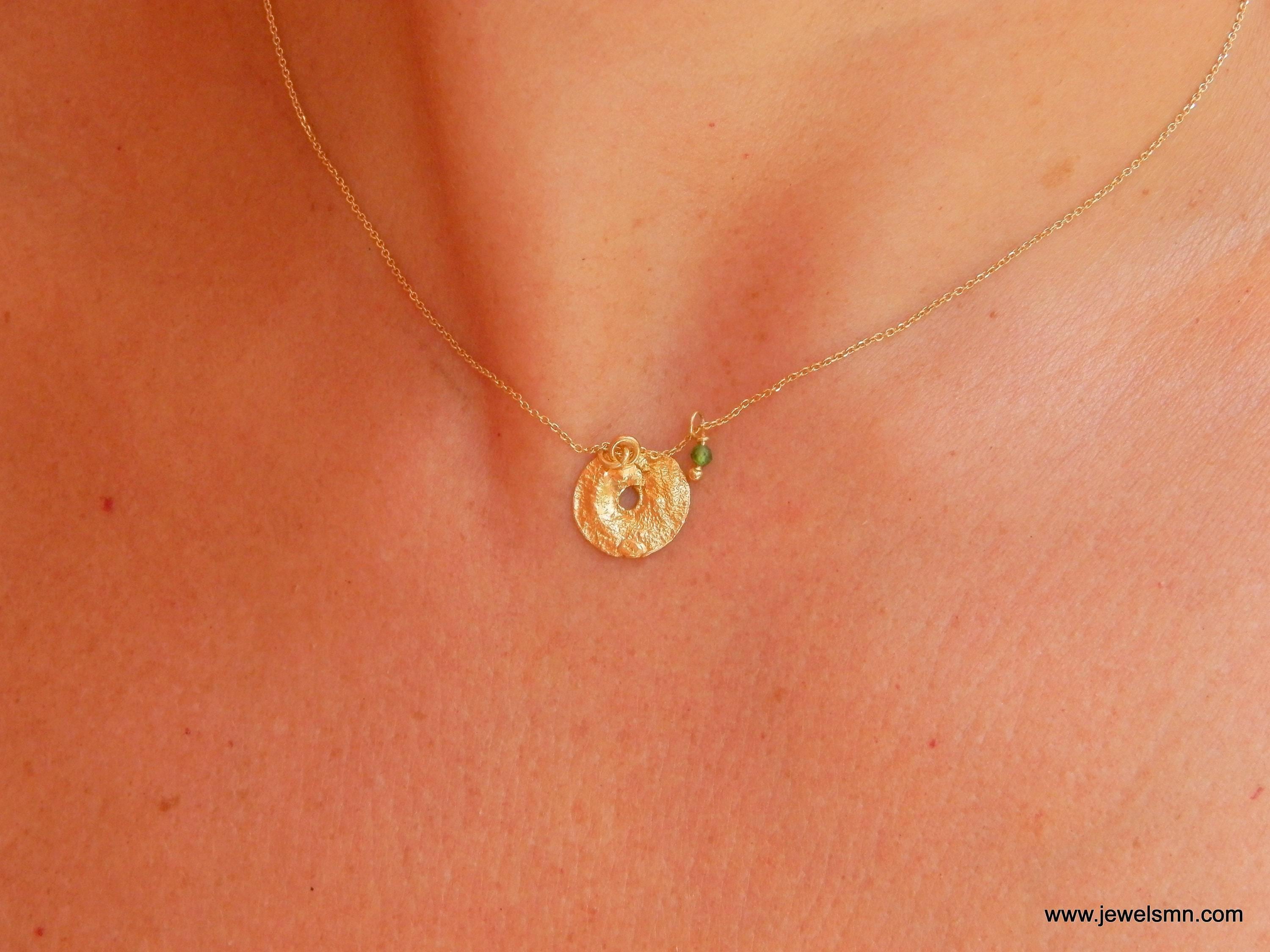 Gold Floral Necklace, Handmade Minimalist Jewelry, Organic Nature Pendant, Gift for Health & Protection, Eco Sustainable Sterling Silver 925