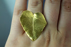 Sterling Silver Ivy Leaf Heart Ring Goldplated.