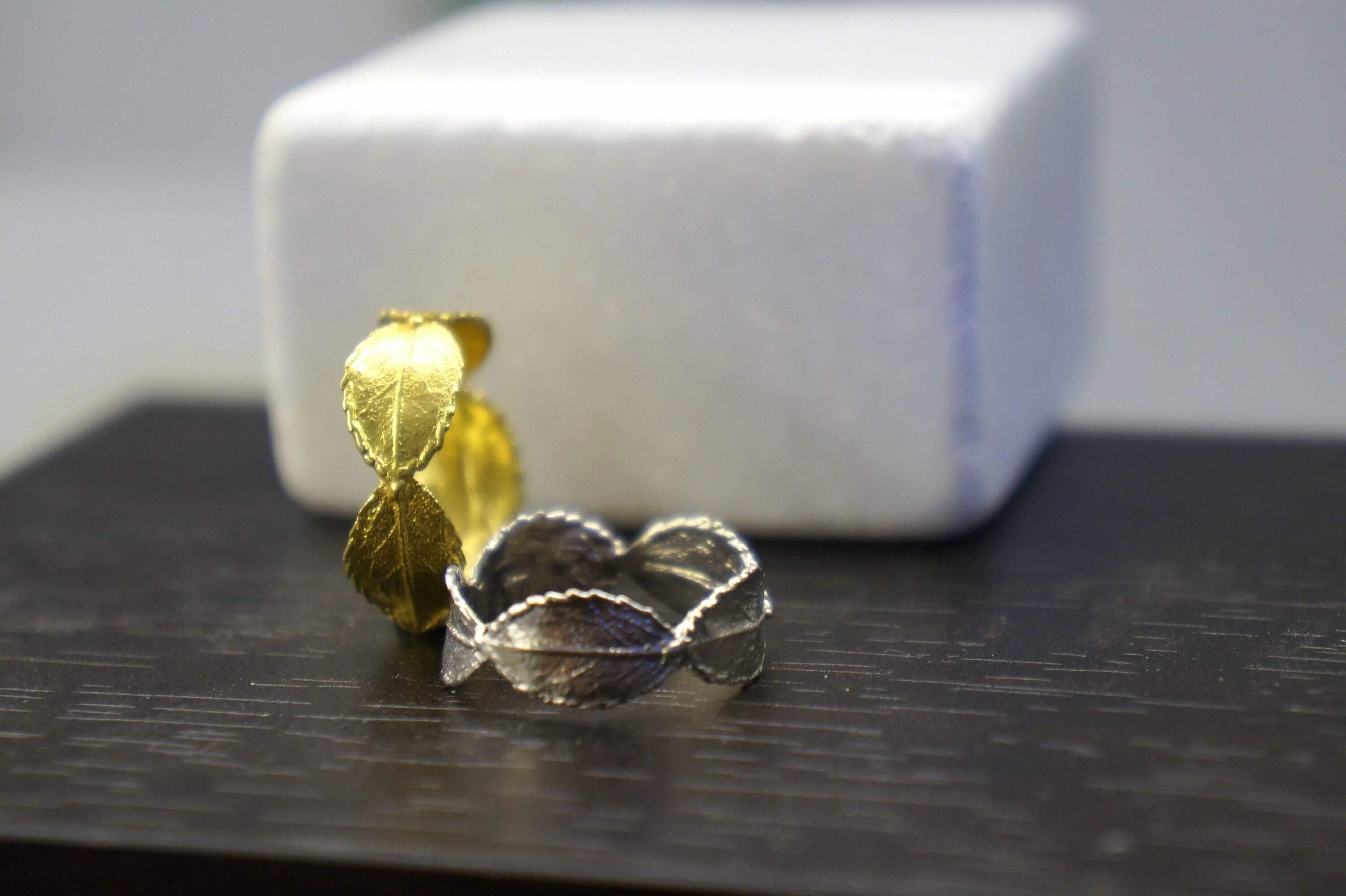 Real Rose Leaves Ring, Handmade Minimalist Jewelry, Organic Forest Band, Boho Gift for Luck & Passion, Sustainable Sterling Silver 925
