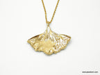 Gold Ginkgo Biloba Leaf Necklace, Handmade Nature Jewelry, Organic Forest Pendant, Gift for Success & Health, Eco Sustainable Brass