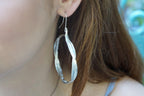 Olive Leaf Hoop Earrings - Large, Gold Plated Brass, Nature Style