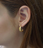 Gold Olive Leaf Hoop Earrings, Handmade Minimalist Jewelry, Organic Gift for Success & Health, Eco Sustainable Sterling Silver 925