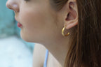 Gold Olive Leaf Hoop Earrings, Handmade Minimalist Jewelry, Organic Gift for Success & Health, Eco Sustainable Sterling Silver 925