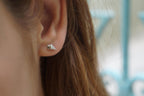 Real Sea Shell Earrings, Handmade Minimalist Jewelry, Organic Beach Studs, Gift for Health & Resilience, Eco Sustainable Sterling Silver 925