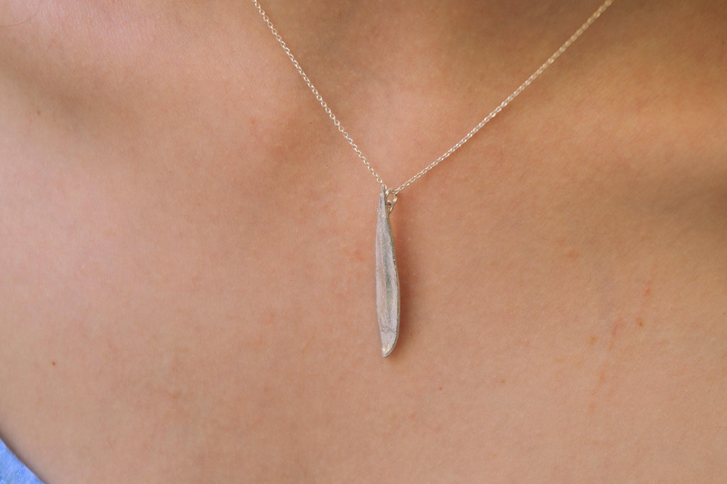 Real Olive Leaf Necklace, Handmade Minimalist Jewelry, Organic Tree Pendant, Boho Gift for Success & Health, Sterling Silver 925