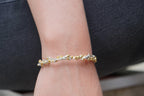 Gold Mimosa Branch Bracelet, Handmade Nature Jewelry, Organic Forest Bangle, Gift for Longevity & Vitality, Sterling Silver 925