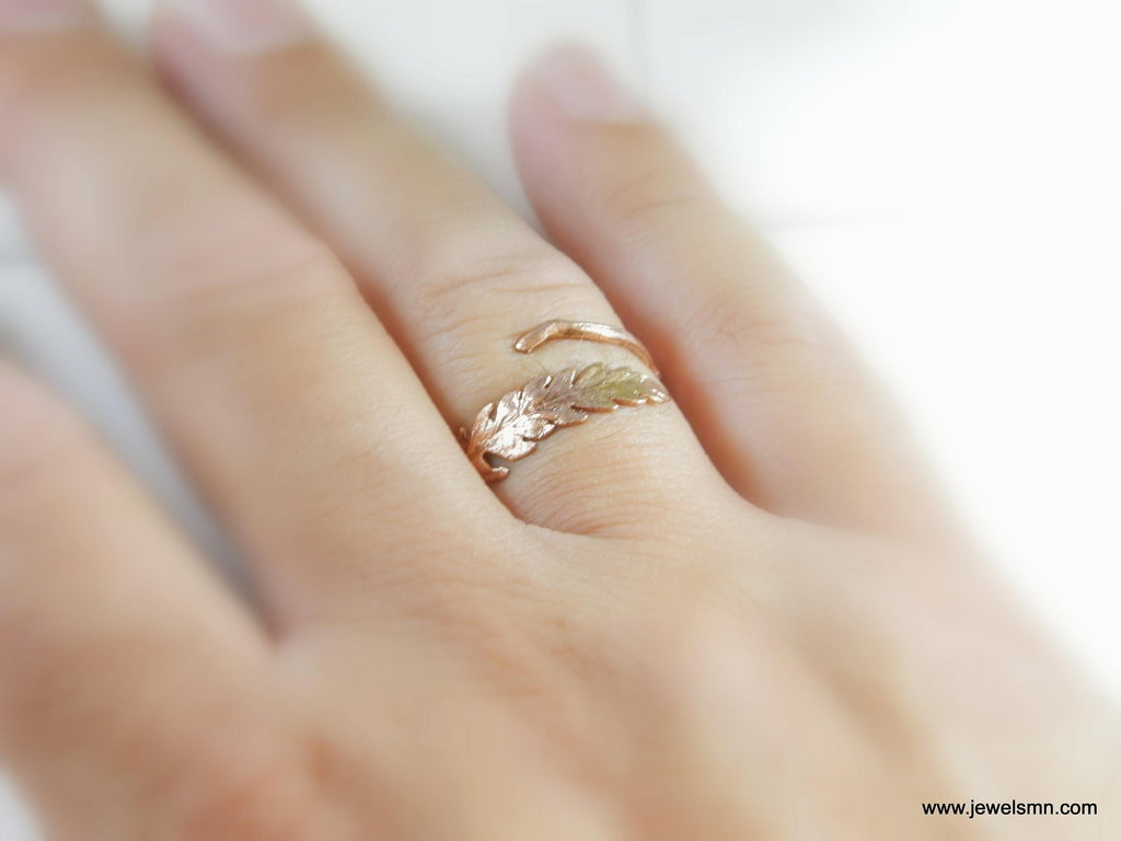 Real Fern Gold Ring, Handmade Minimalist Jewelry, Organic Forest Band, Nature's Gift for Health & Protection, Sterling Silver 925