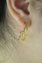 Silver Jasmine Branch Earrings, Gold Plated Sterling Silver 925 Jewelry, Twig Hoop Earrings, Handmade Minimalist Jewelry Gift, Birthday Gift