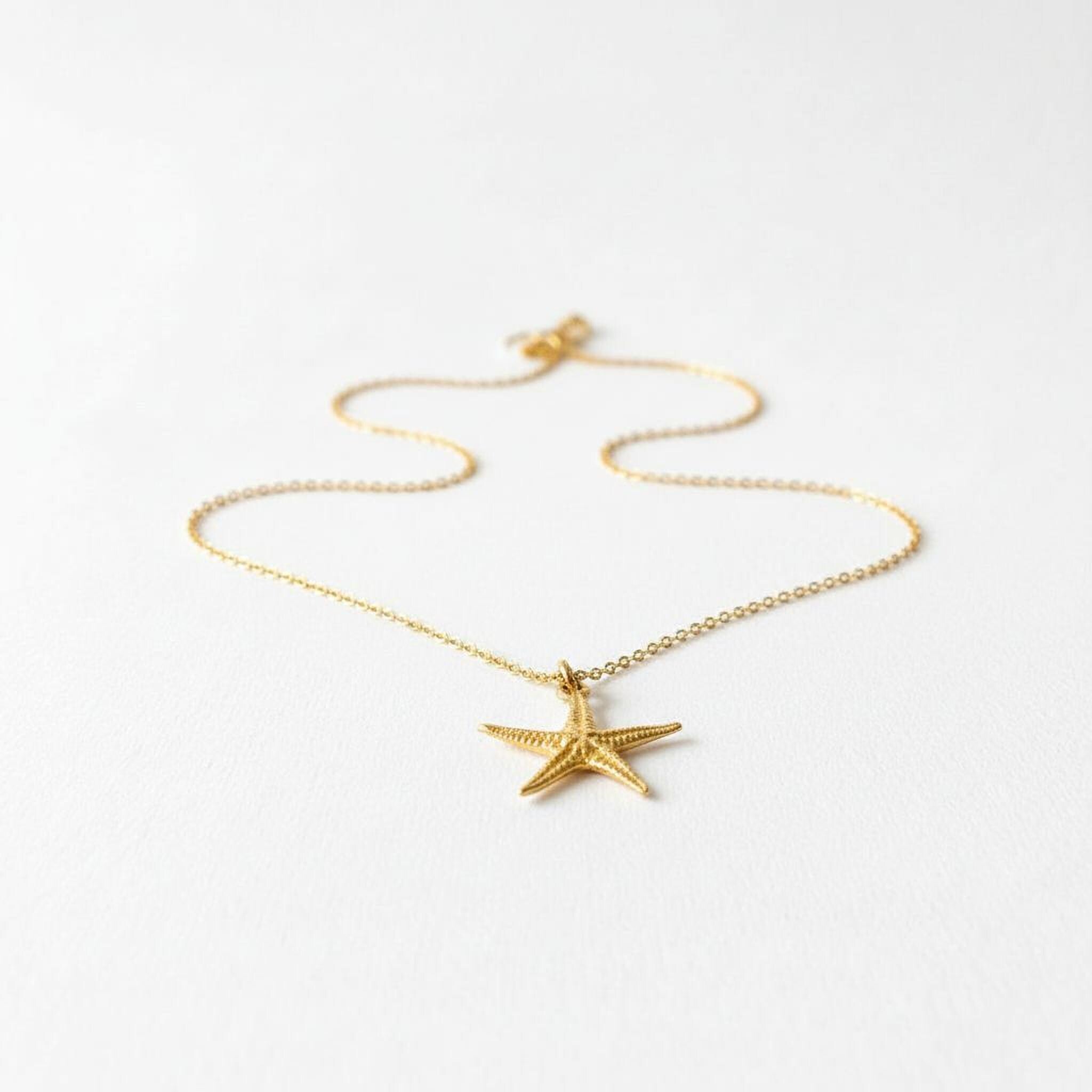 Real Starfish Gold Pendant, Handmade Minimalist Jewelry, Beach Necklace, Gift for Resilience and Renewal, Sterling Silver 925