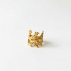Real Juniper Leaf Gold Ring, Handmade Nature Jewelry, Organic Boho Band, Gift for Luck & Health, Eco Sustainable Brass