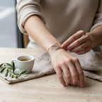 Minimalist Olive Leaves Cuff, Handmade Nature Jewelry, Symbolic Gold Bracelet, Gift for Longevity and Luck, Sterling Silver 925.