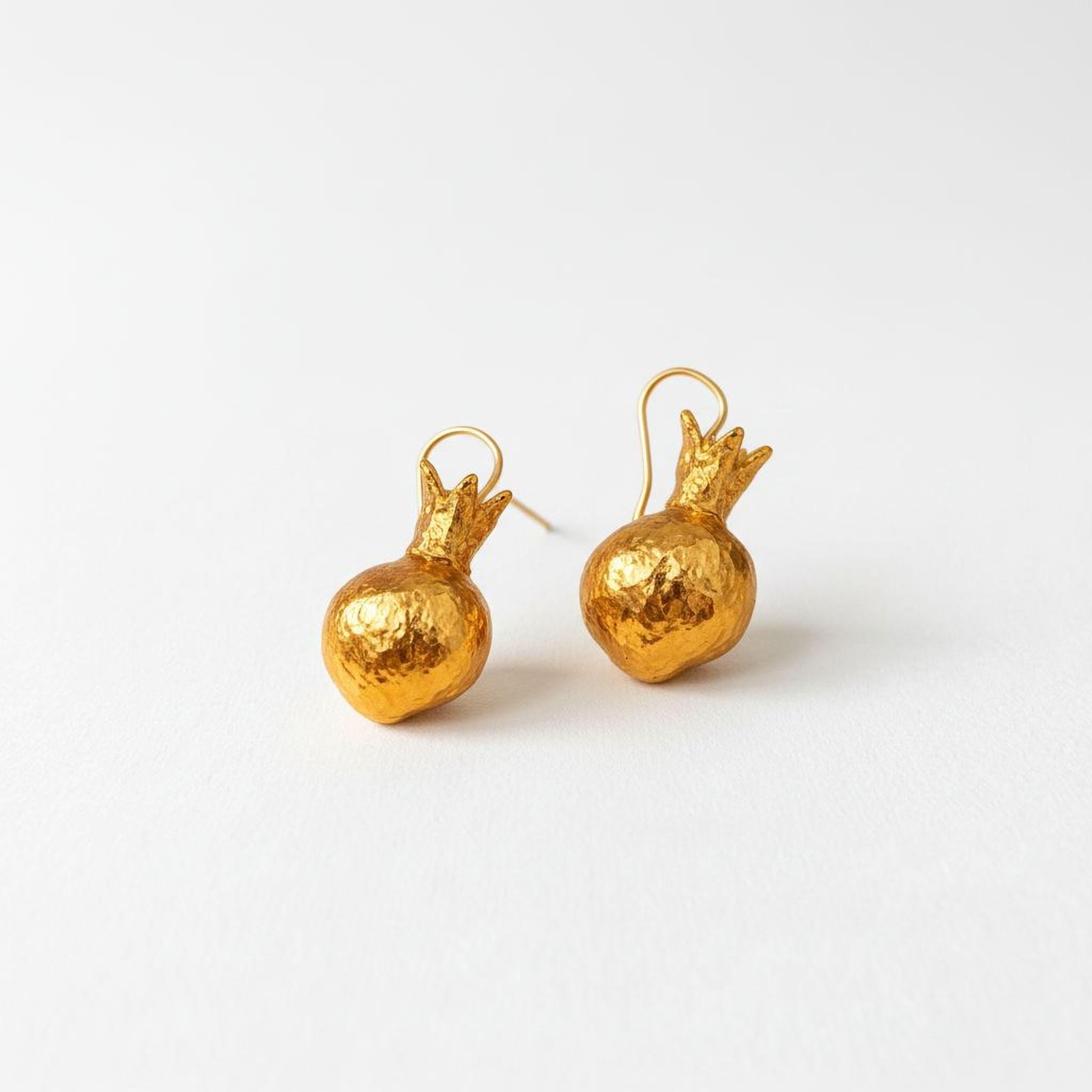 Real Pomegranate Earrings, Half Pomegranate Jewelry, Sterling Silver 925 - Gold Plated, Symbol of Fertility & Abundance, Nature Inspired
