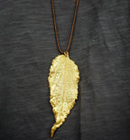 Real Hibiscus Leaf Necklace, 14K Gold Plated Sterling Silver 925 Pendant, Handmade Statement Nature Jewelry Gift, Birthday Gift for Women