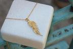 Solid Gold Acacia Leaf Necklace, Handmade Nature Jewelry, Organic Forest Pendant, Gift for Vitality & Health, Real Gold (9K, 14K, 18K)
