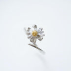 Silver Chamomile Flower Ring, Handmade Minimalist Jewelry, Botanical Band, Gift for Luck & Health, Eco Sustainable Sterling Silver 925