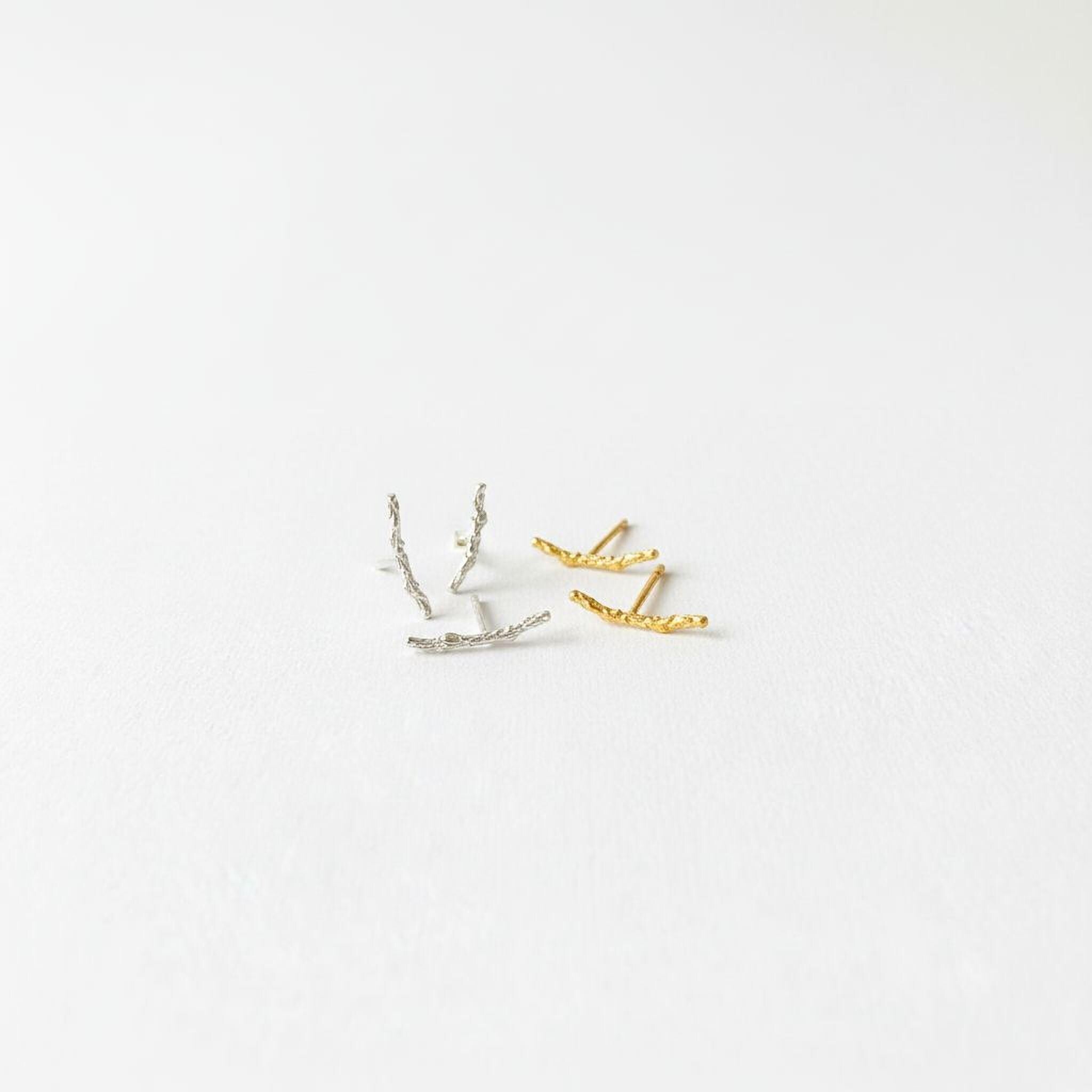 Real Juniper Branch Studs, Handmade Minimalist Jewelry, Organic Forest Earrings, Dainty Gift for Health & Resilience, Sterling Silver 925