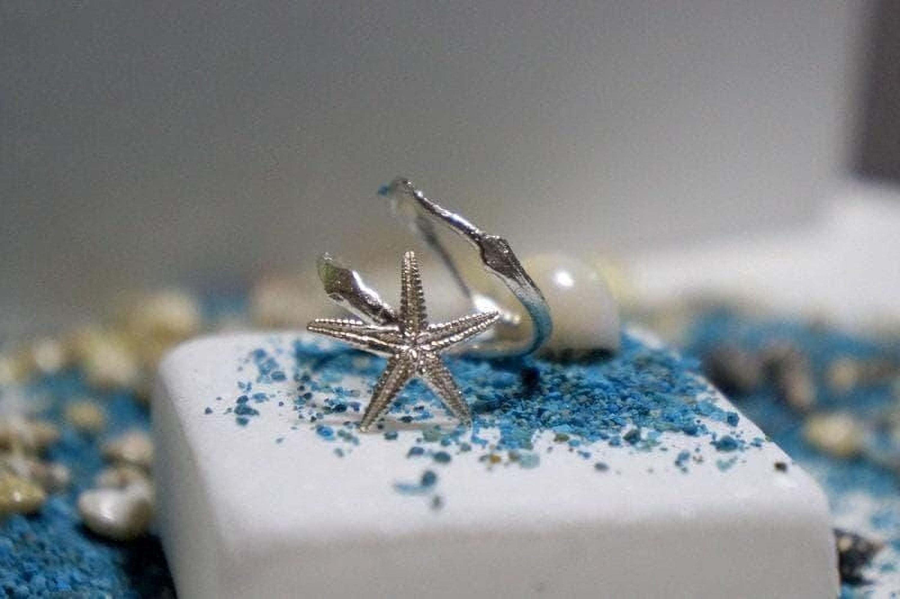 Real Starfish Silver Ring, Handmade Minimalist Jewelry, Organic Beach Band, Gift for Health & Resilience, Sterling Silver 925
