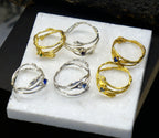 Real Jasmine Branch Ring, Gold or Sterling Silver 925, Handmade Organic Forest Band Jewelry, Gift for Luck & Health,