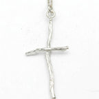 Silver Cross Jewelry Necklace, Olive Branch Twig Pendant, Handmade Unique Gift Cross Jewelry, Sterling Silver 925