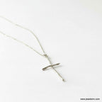 Silver Cross Jewelry Necklace, Olive Branch Twig Pendant, Handmade Unique Gift Cross Jewelry, Sterling Silver 925