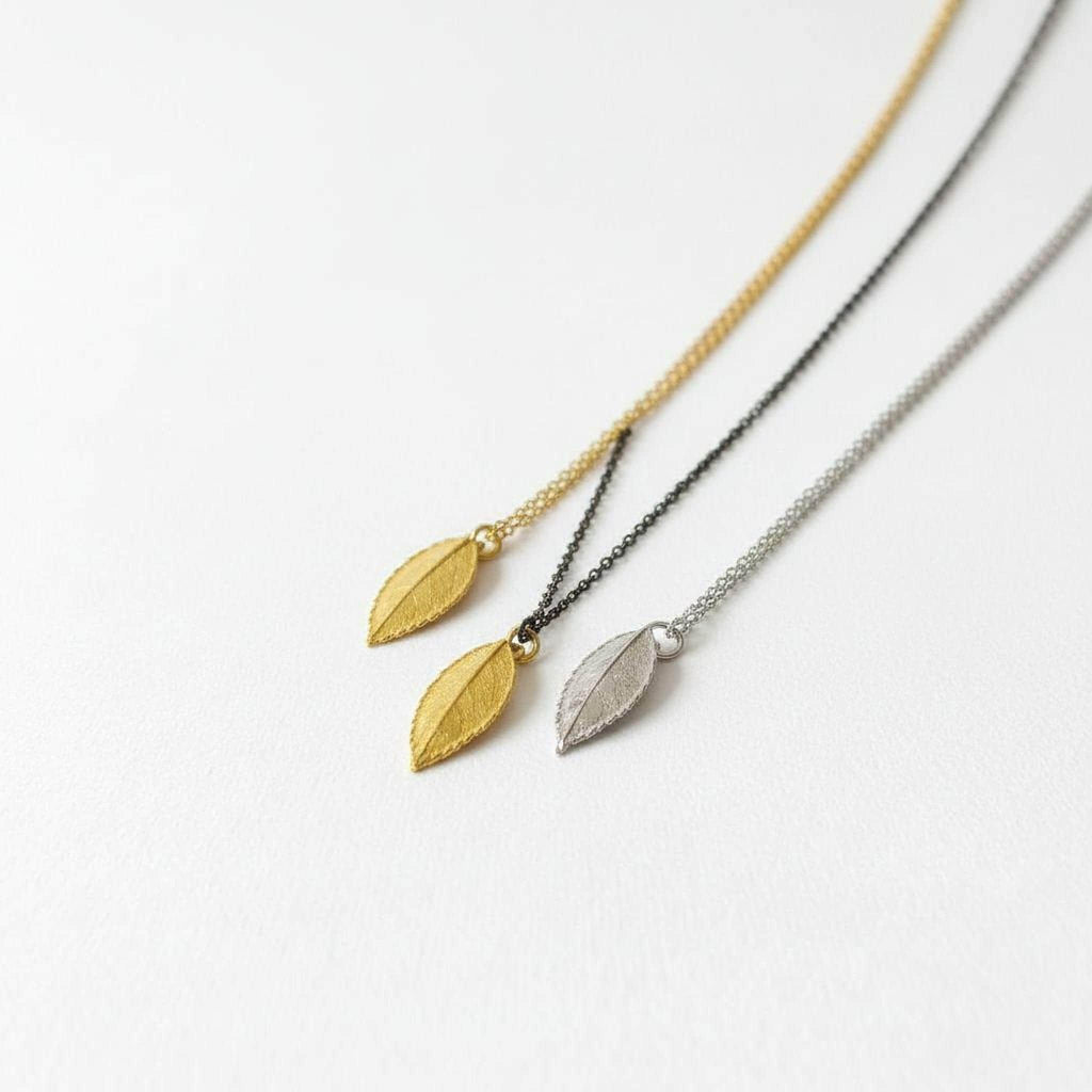Real Rose Leaf Necklace, Handmade Minimalist Jewelry, Organic Nature Pendant, Eco Gift for Health & Passion, Gold or Sterling Silver 925