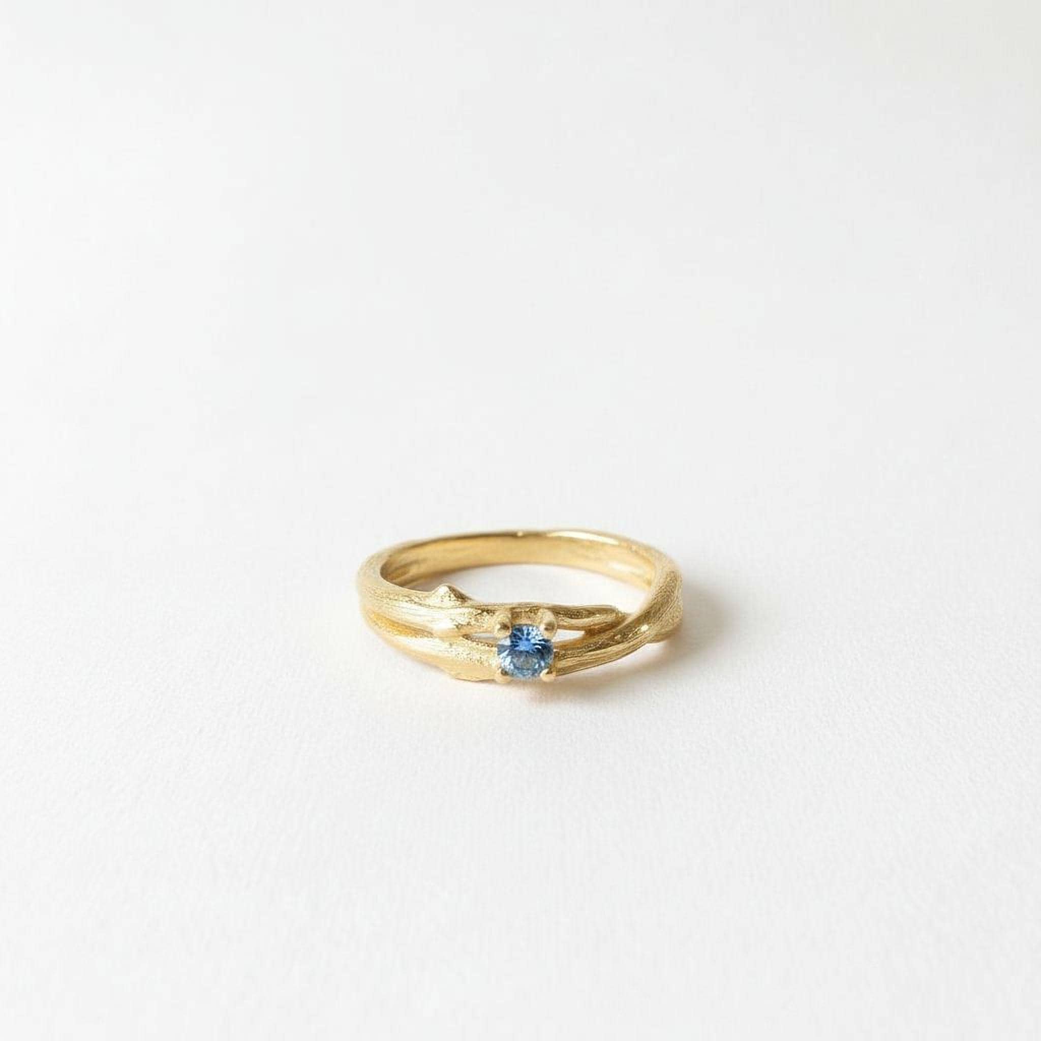 Nature Gold Branch Ring with color Zircon. Gold Plated Sterling Silver 925 Twig Ring, Handmade Minimalist Jewelry