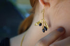 Real Olive Branch Gold Earrings, Handmade Nature Jewelry, Organic Tree Dangles, Eco Gift for Victory & Health, Sterling Silver 925