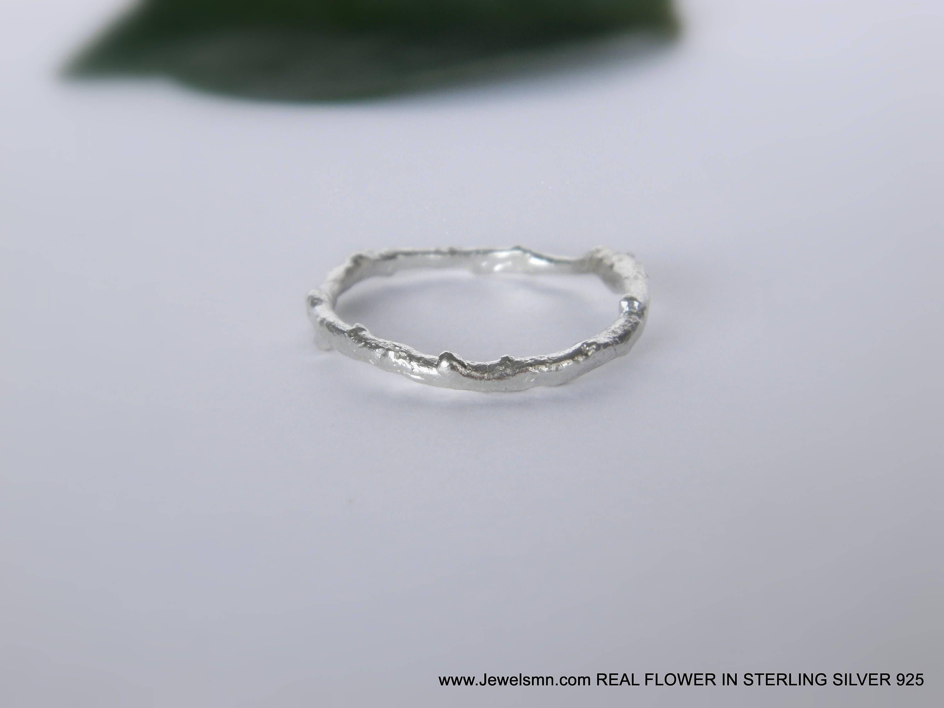 Silver Olive Leaf Branch Ring, Handmade Minimalist Jewelry, Organic Tree Band, Dainty Gift for Longevity & Success, Sterling Silver 925
