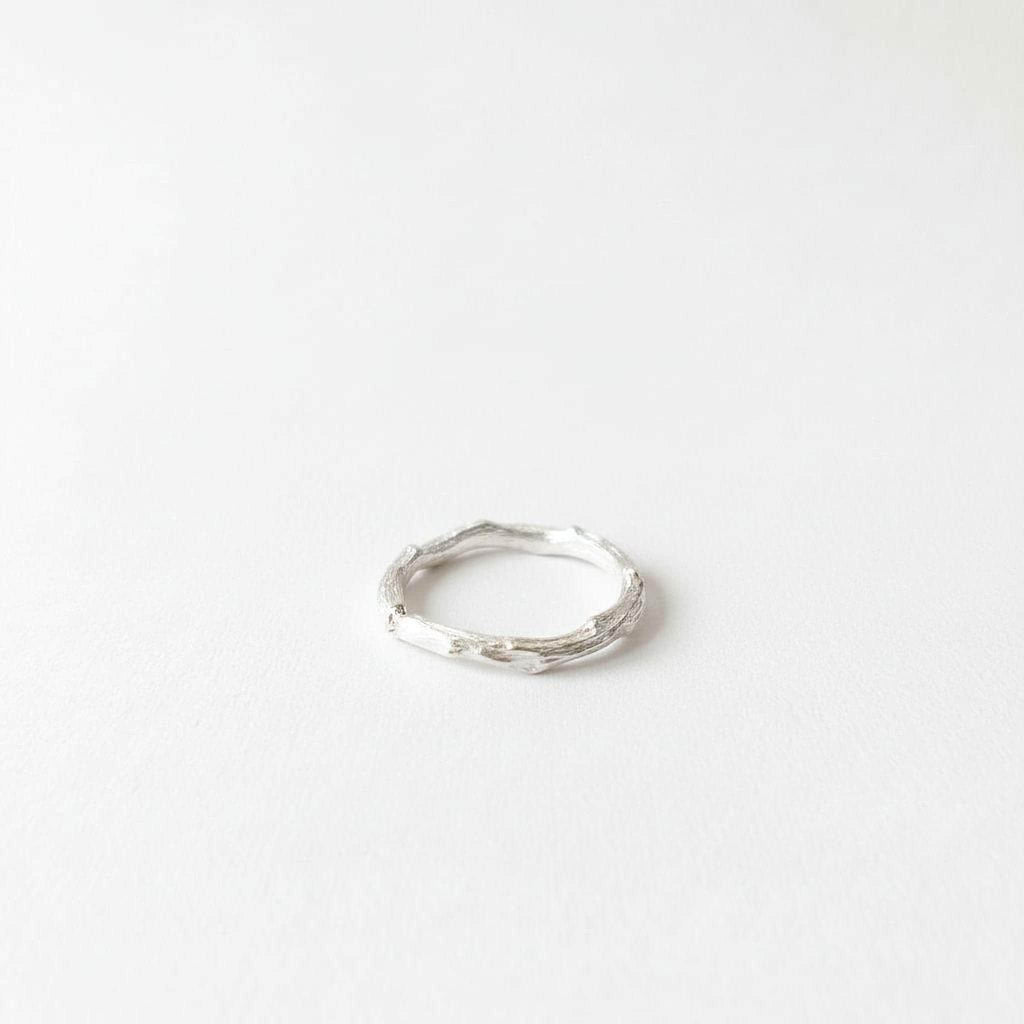 Dainty Branch Ring, Handmade Minimalist Jewelry, Organic Promise Band, Eco Gift for Vitality & Luck, Gold or Sterling Silver 925