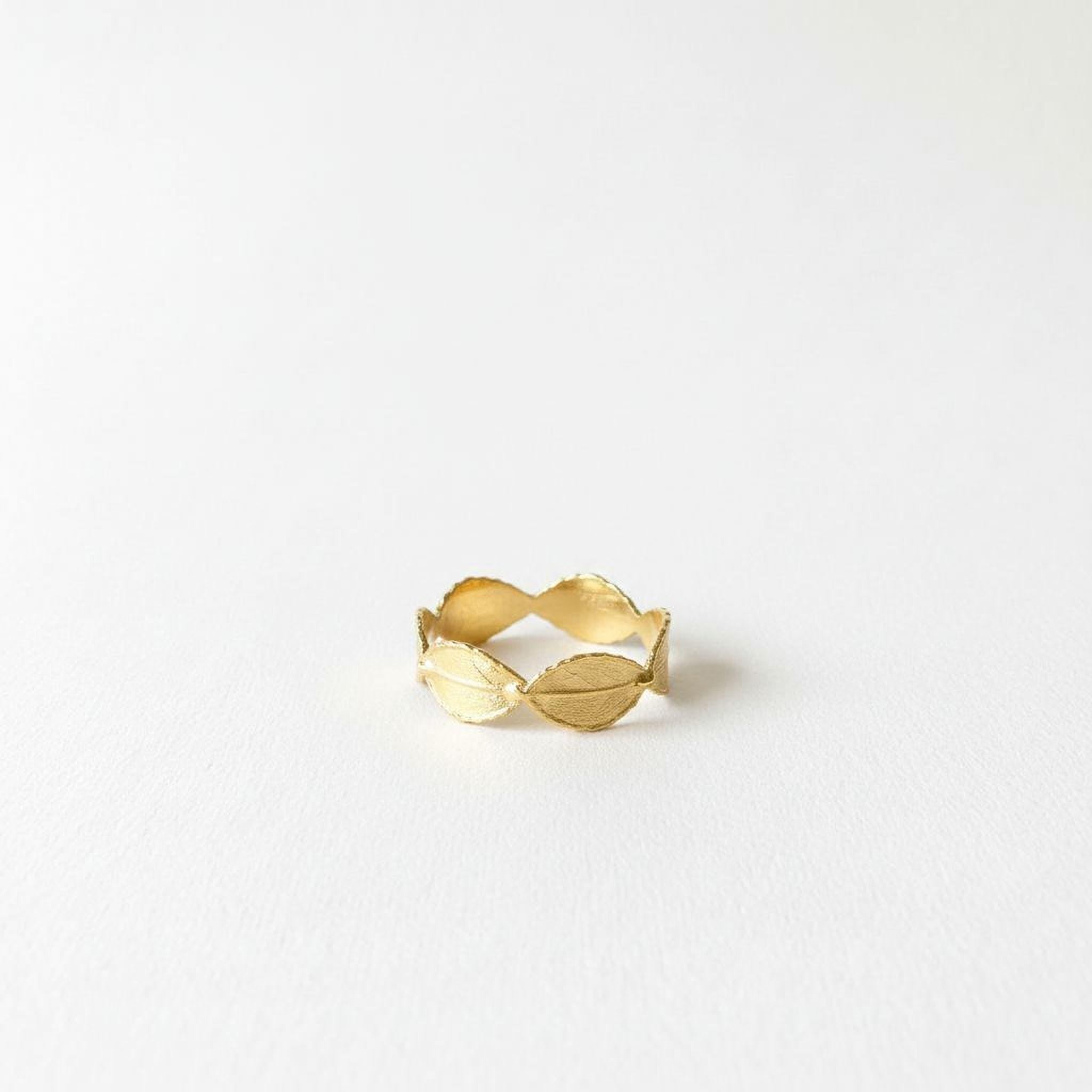 Real Olive Leaf Gold Ring, Handmade Minimalist Jewelry, Organic Tree Band, Gift for Health & Victory, Eco Sustainable Sterling Silver 925