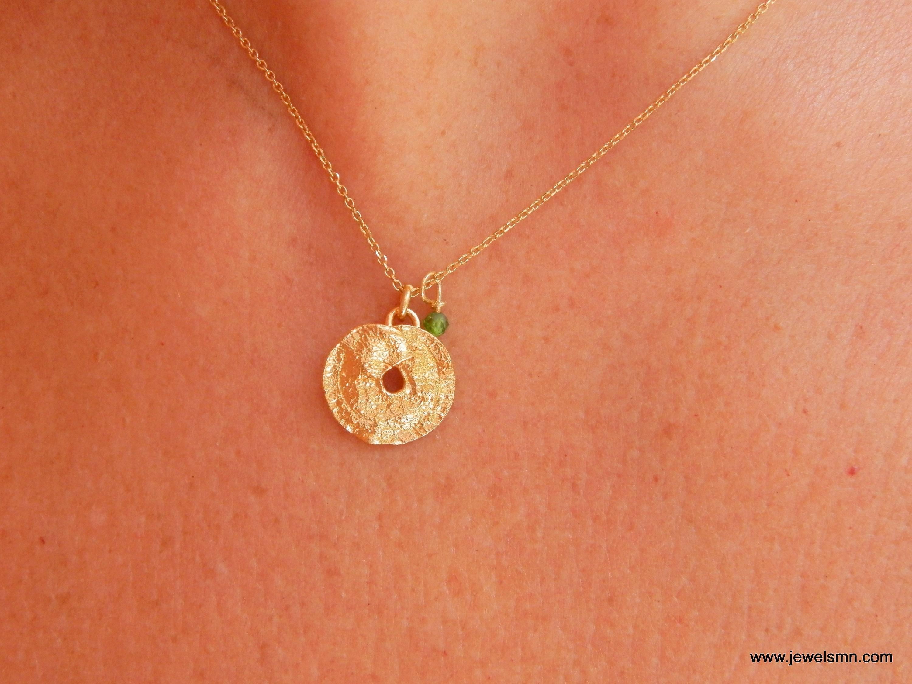 Gold Floral Necklace, Handmade Minimalist Jewelry, Organic Nature Pendant, Gift for Health & Protection, Eco Sustainable Sterling Silver 925