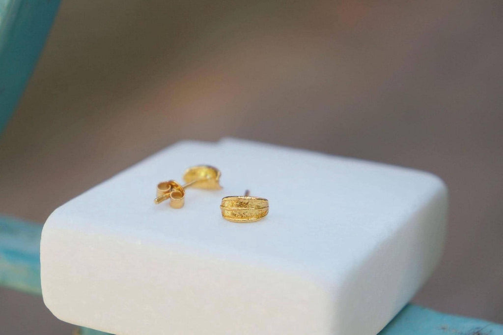 Olive Leaf Earrings, Solid Gold Stud Earrings, Handmade Minimalist Jewelry Gift, Birthday Gift for Women, Boho Fashion