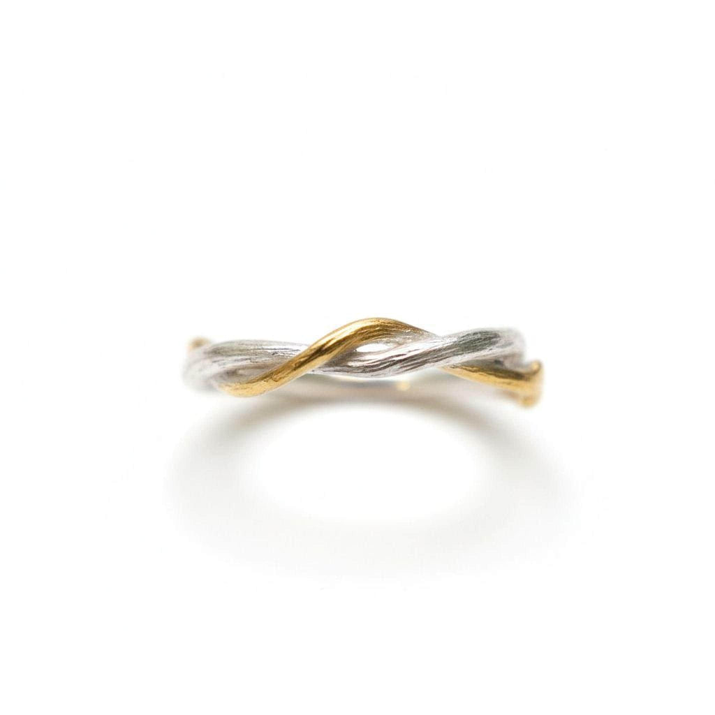 Real Olive Branch Gold Ring, Handmade Minimalist Jewelry, Organic Twig Band, Gift for Victory & Health, Eco Sustainable Sterling Silver 925