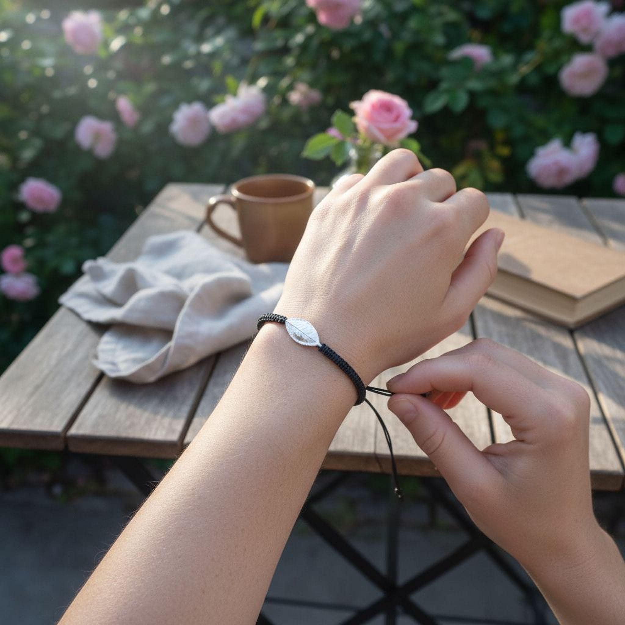 Real Rose leaf Bracelet, sterling silver 925. Nature Bracelet Rose Leaf Unisex Adjustable Bracelet.Roses are symbols of Love, Beauty