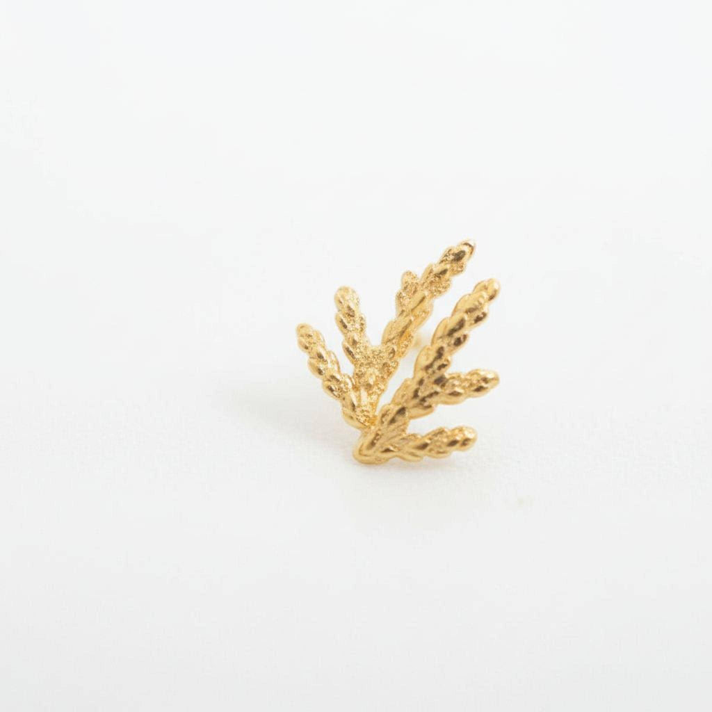 Solid Gold Juniper Branch Studs, Handmade Minimalist Jewelry, Dainty Everyday Earrings for Women, Symbol of Vitality, Real Gold (9K-18K)