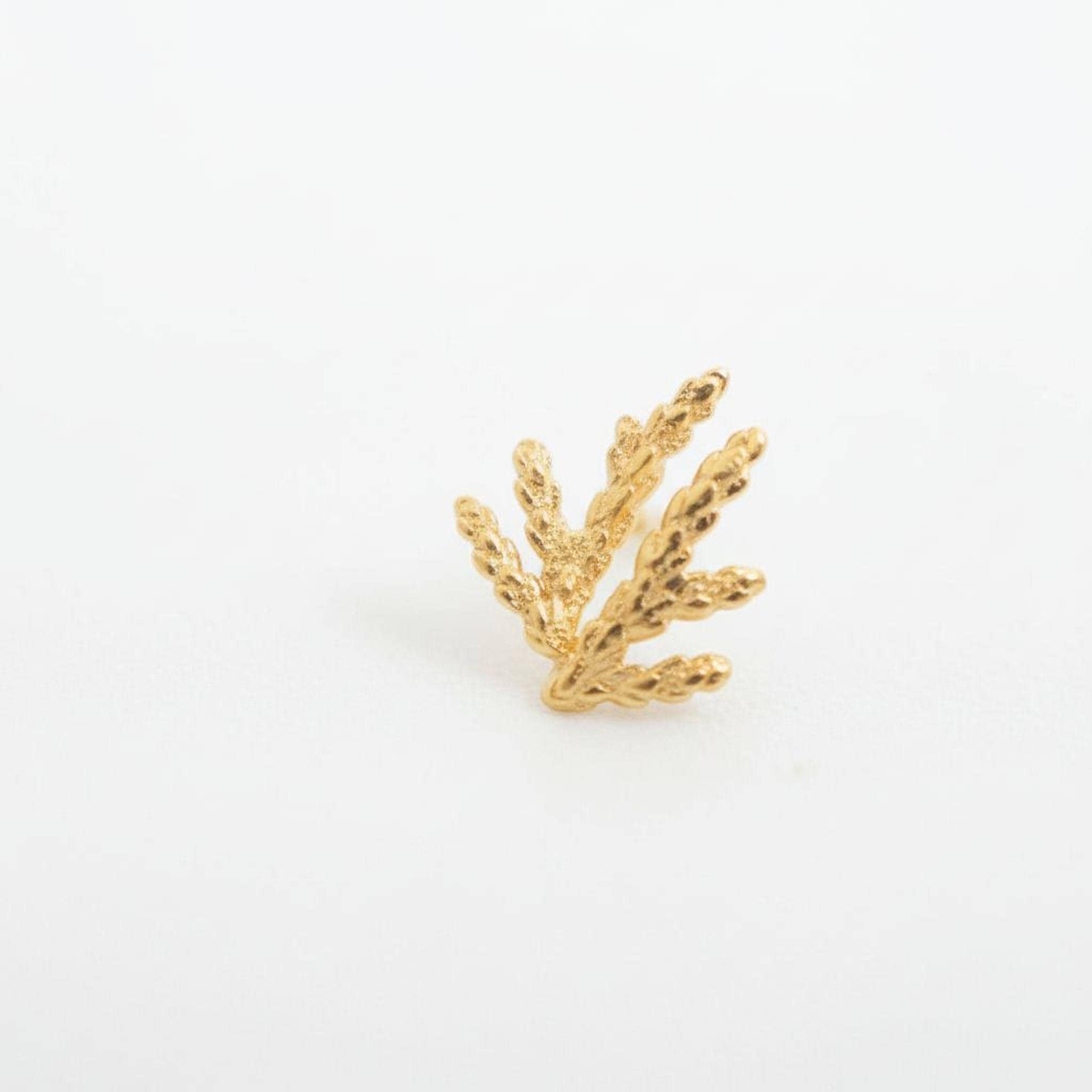 Solid Gold Juniper Branch Studs, Handmade Minimalist Jewelry, Dainty Everyday Earrings for Women, Symbol of Vitality, Real Gold (9K-18K)