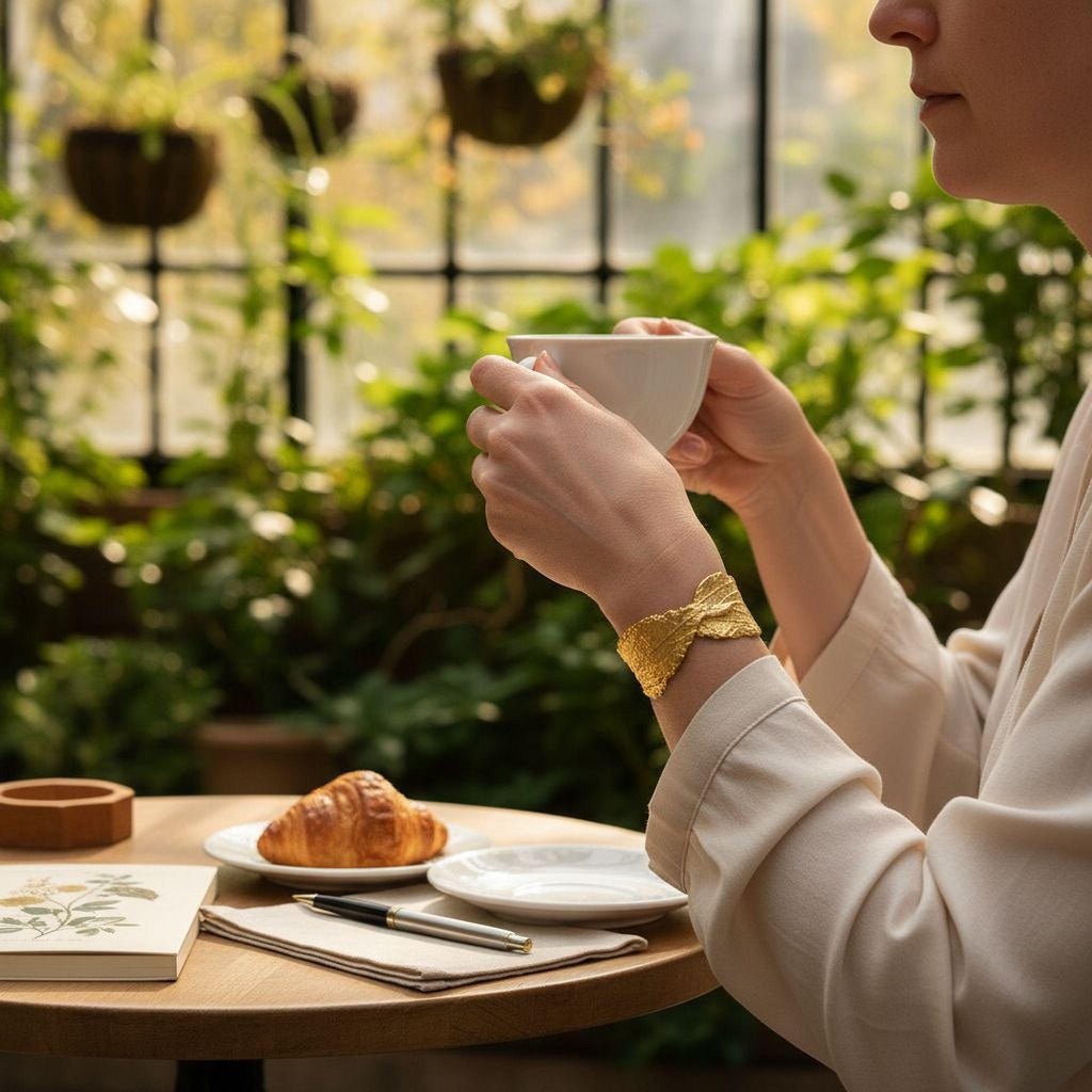 Real Hibiscus Leaf Gold Bracelet, Handmade Statement Jewelry, Organic Forest Cuff, Gift for Luck & Health, Gold or Sterling Silver 925