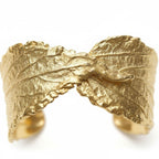 Real Hibiscus Leaf Gold Bracelet, Handmade Statement Jewelry, Organic Forest Cuff, Gift for Luck & Health, Gold or Sterling Silver 925