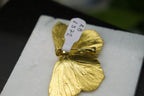 Real Butterfly Pin, Handmade Nature Jewelry, Organic Gold Brooch, Gift for Freedom & Health, Eco Sustainable Sterling Silver 925
