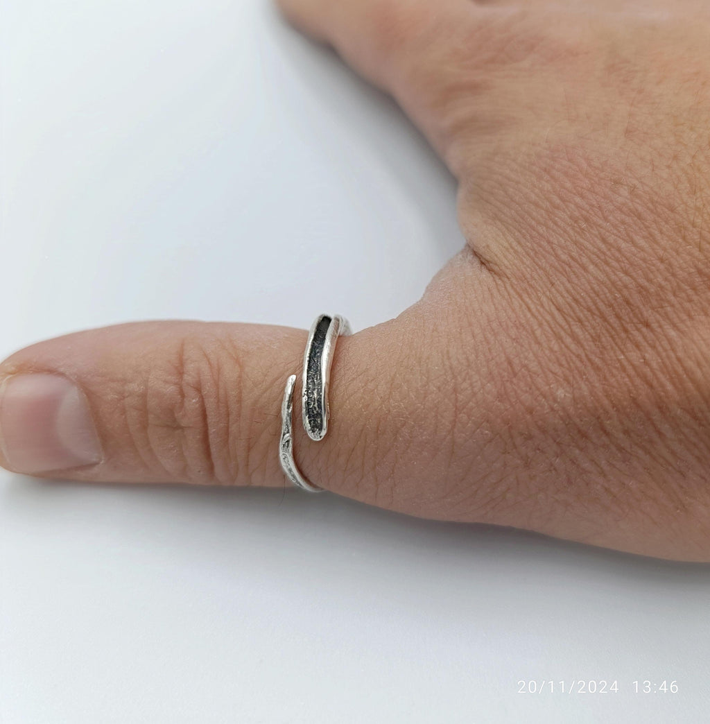 Gold  Olive Twig Ring, Handmade Minimalist Jewelry, Natural Stack Band, Gift for Good Fortune, Eco Sustainable Sterling Silver 925