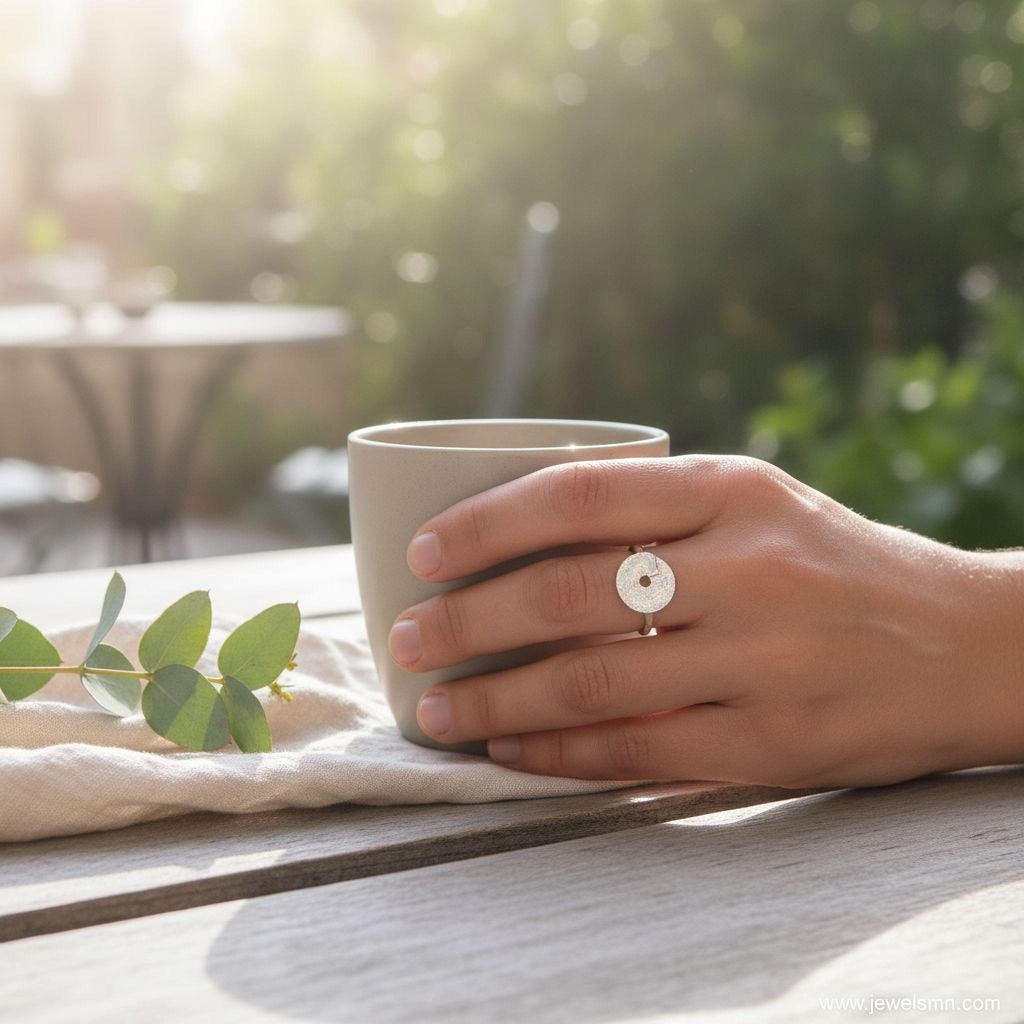 Real Leaf Loop Ring, Handmade Minimalist Jewelry, Botanical Silver Band, Gift for Luck & Longevity, Eco Sustainable Sterling Silver 925