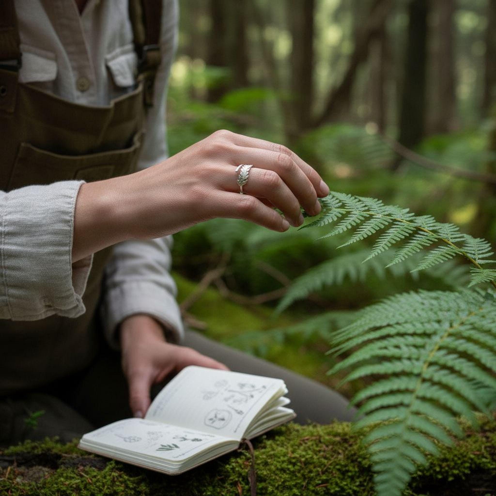 Real Fern Leaf Silver Ring, Handmade Minimalist Jewelry, Organic Forest Band, Gift for Health & Growth, Eco Sustainable Sterling Silver 925