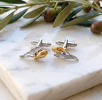 Sterling silver 925 Cufflinks, olive leaves and fruits Wedding Gift for Men.Symbolizing peace , protection and prosperity.