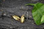 Real Pistachio Earrings, 14K Gold Plated Brass Jewelry, Gold Drop Earrings, Handmade Minimalist Jewelry Gift, Gift for Her