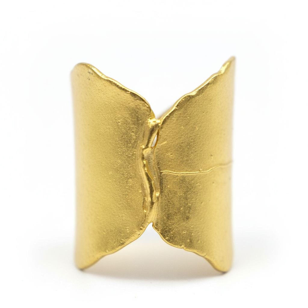 Gold Ivy Leaf Ring, Handmade Statement Jewelry, Nature Inspired Organic Band, Gift for Purity & Health, Eco Sustainable Sterling Silver 925