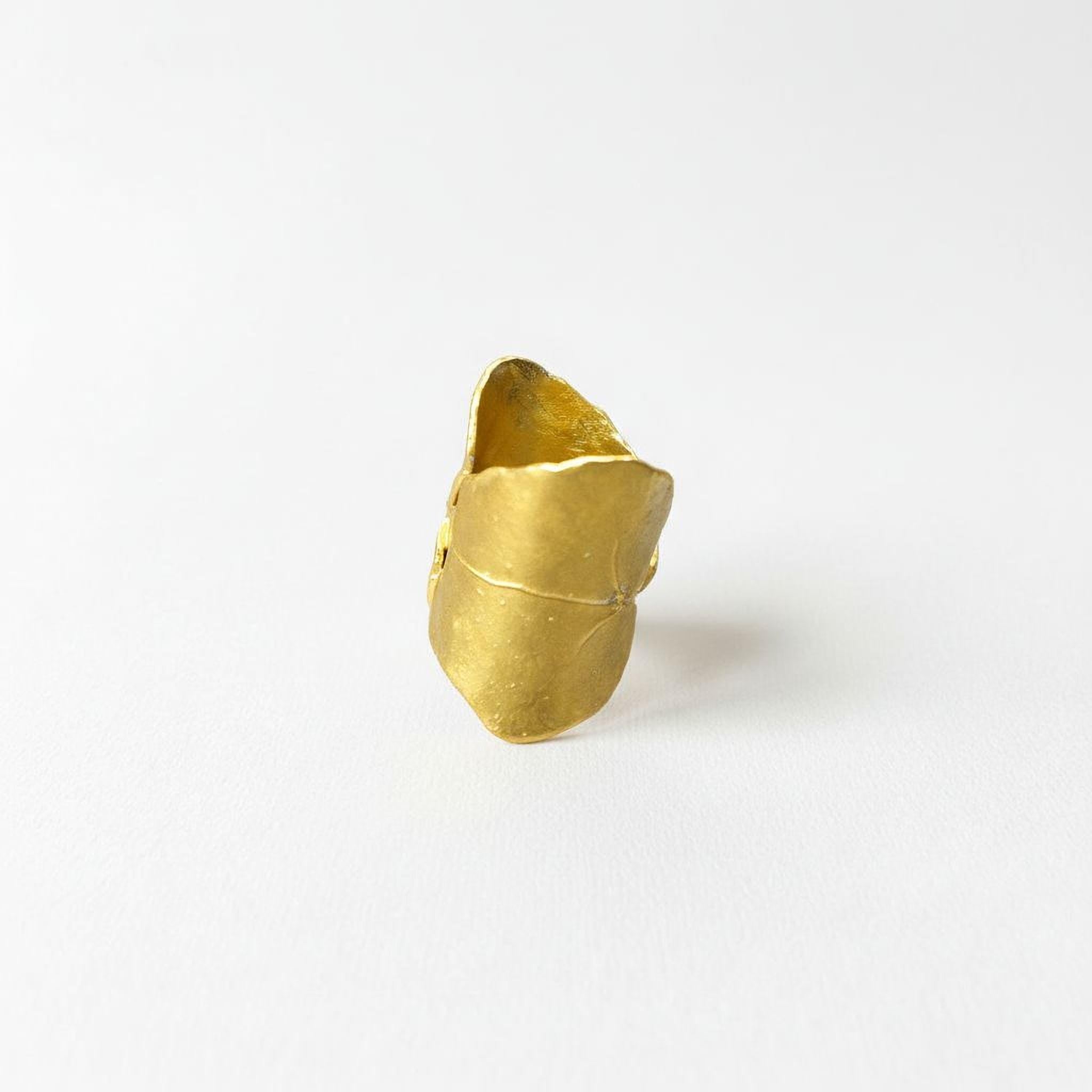 Gold Ivy Leaf Ring, Handmade Statement Jewelry, Nature Inspired Organic Band, Gift for Purity & Health, Eco Sustainable Sterling Silver 925