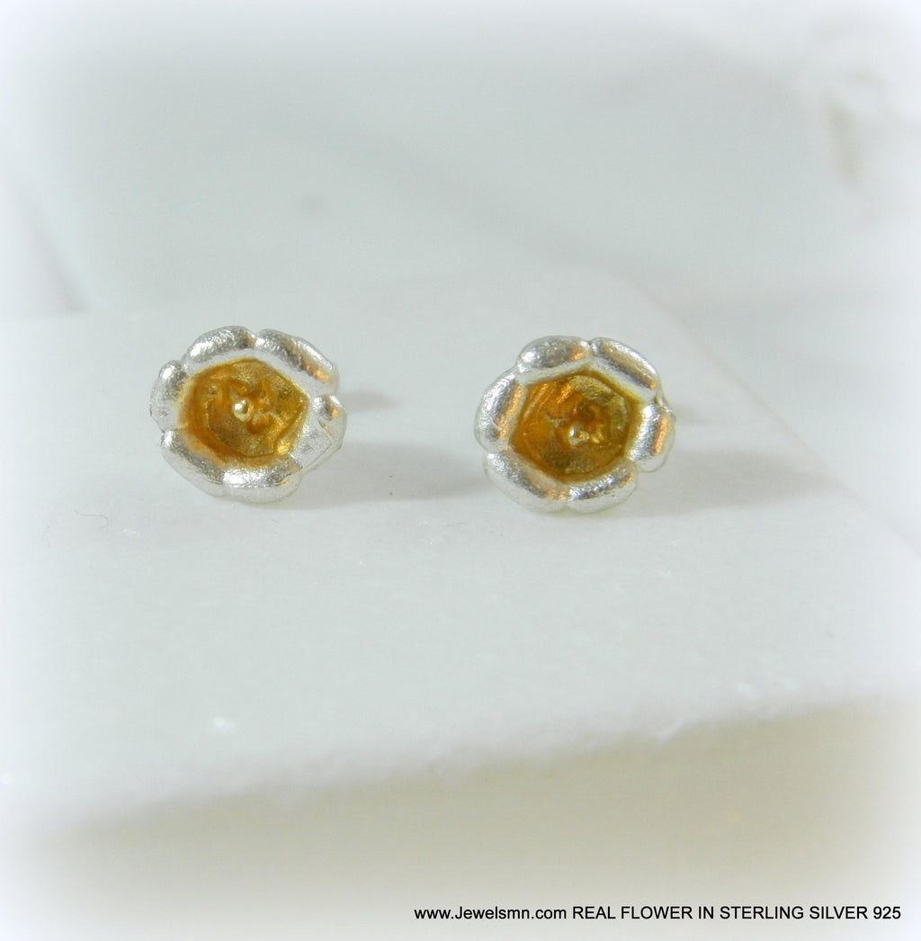 Minimalist Lily of the Valley Earrings - Dainty Sterling Silver 925 Studs. Symbol of purity, happiness, and luck