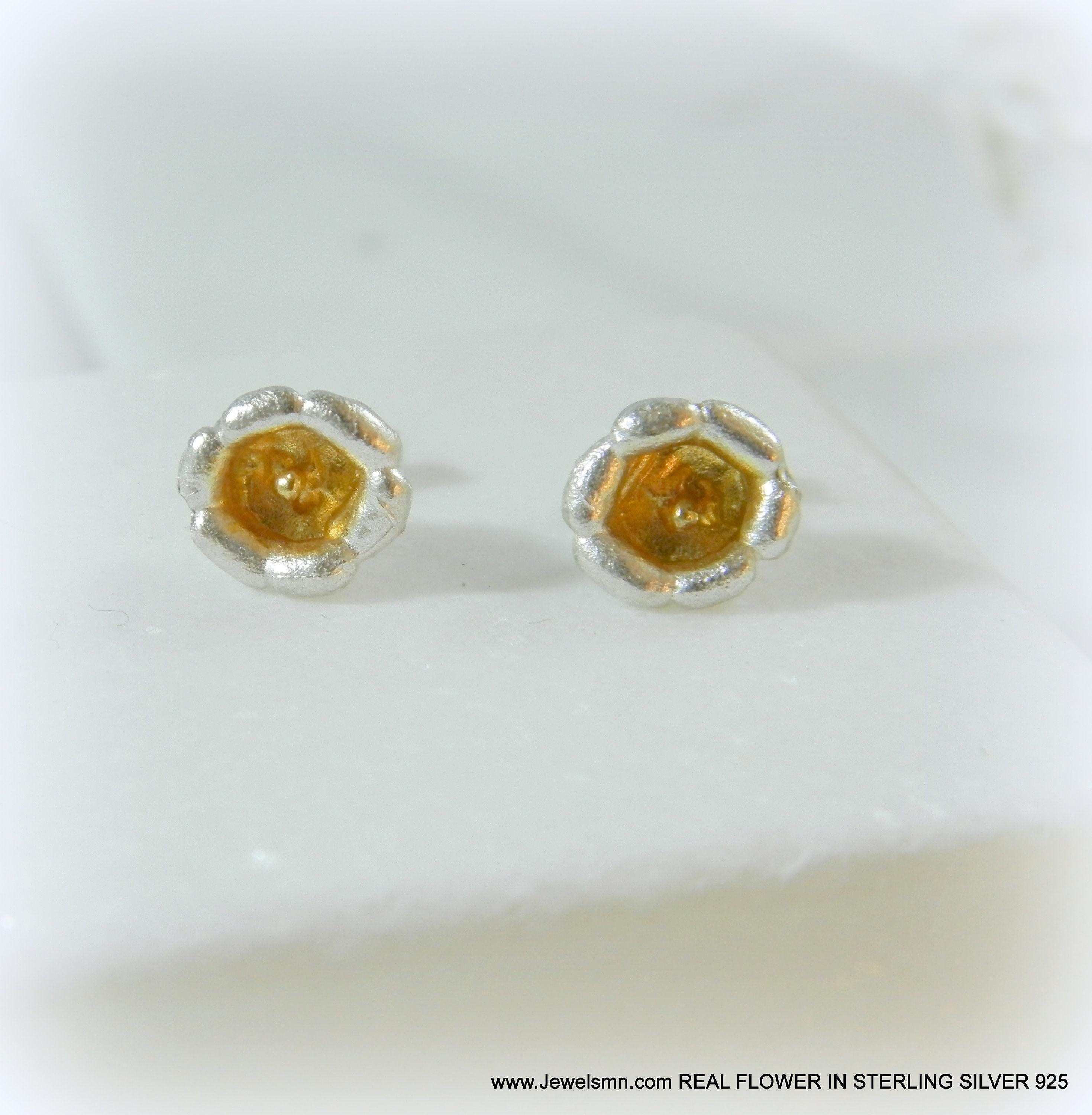 Minimalist Lily of the Valley Earrings - Dainty Sterling Silver 925 Studs. Symbol of purity, happiness, and luck
