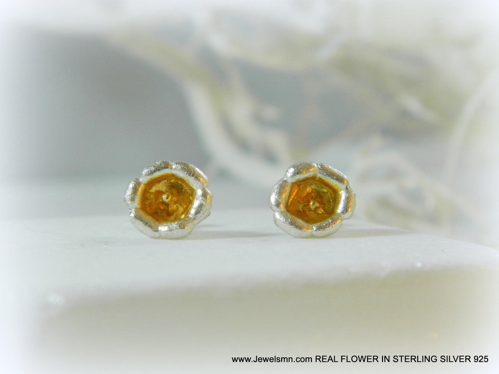 Minimalist Lily of the Valley Earrings - Dainty Sterling Silver 925 Studs. Symbol of purity, happiness, and luck