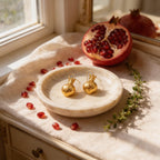 Real Pomegranate Earrings, Half Pomegranate Jewelry, Sterling Silver 925 - Gold Plated, Symbol of Fertility & Abundance, Nature Inspired